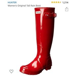 HUNTER Tall Gloss Military Red Rain Boots